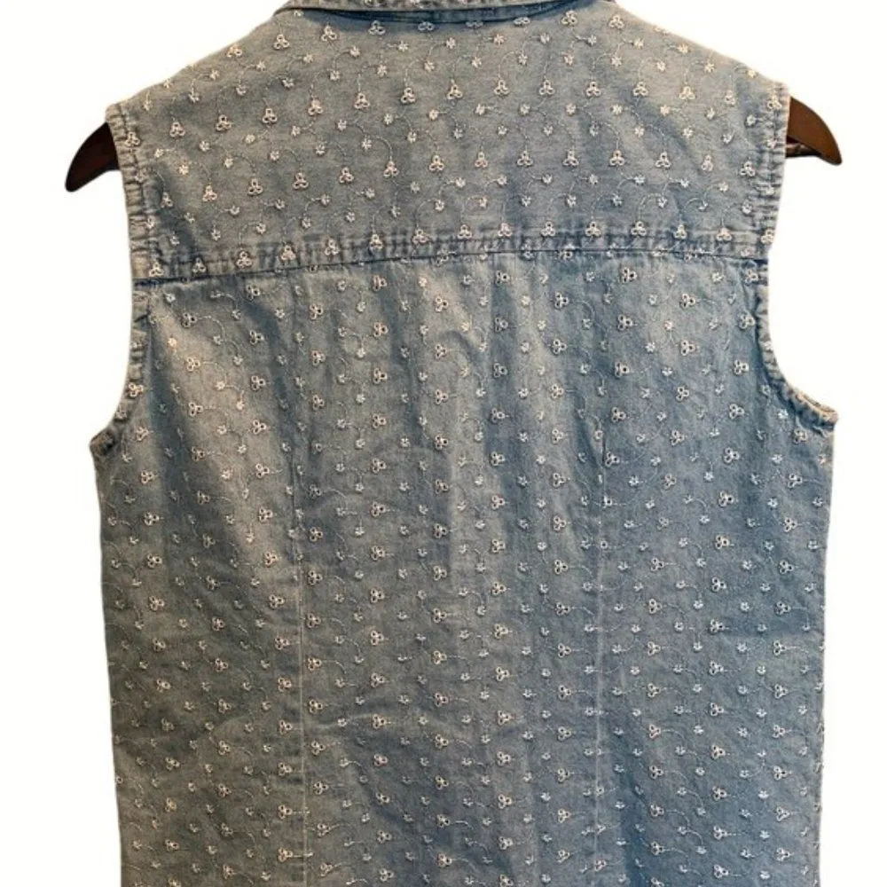 Bill Bass Jean button up sleeveless top M - Image 4