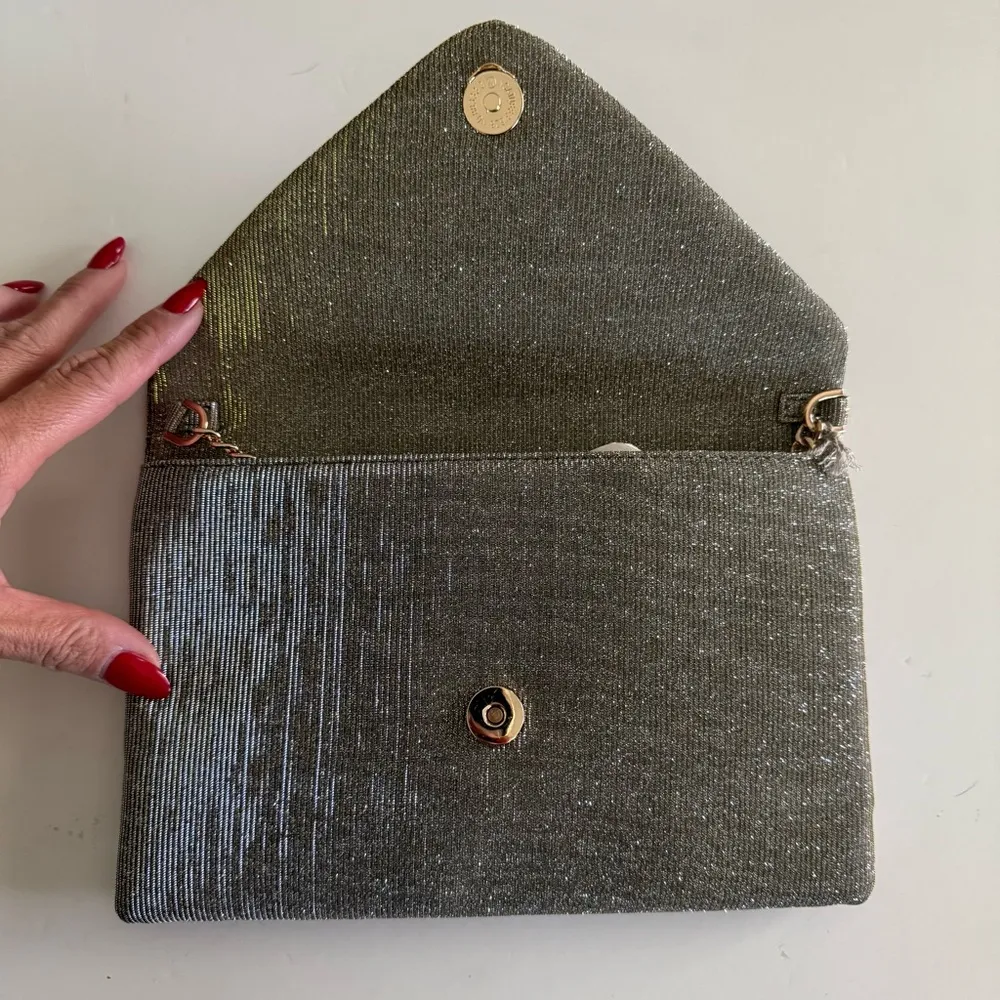 A New Day Silver & Gold Sparkly Envelope Clutch with Gold Chain Crossbody - Image 6