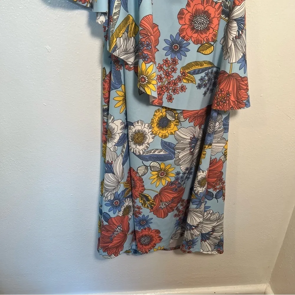 ASOS  Maternity One Shoulder Cape Dress Blue Floral - Image 7