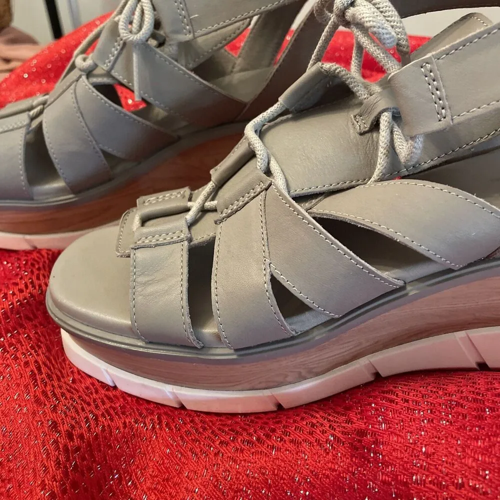 Sorel Platform Sandals Gladiator Lace Up Womens Sandal Size U.S.A 8.5 Gray - Image 4