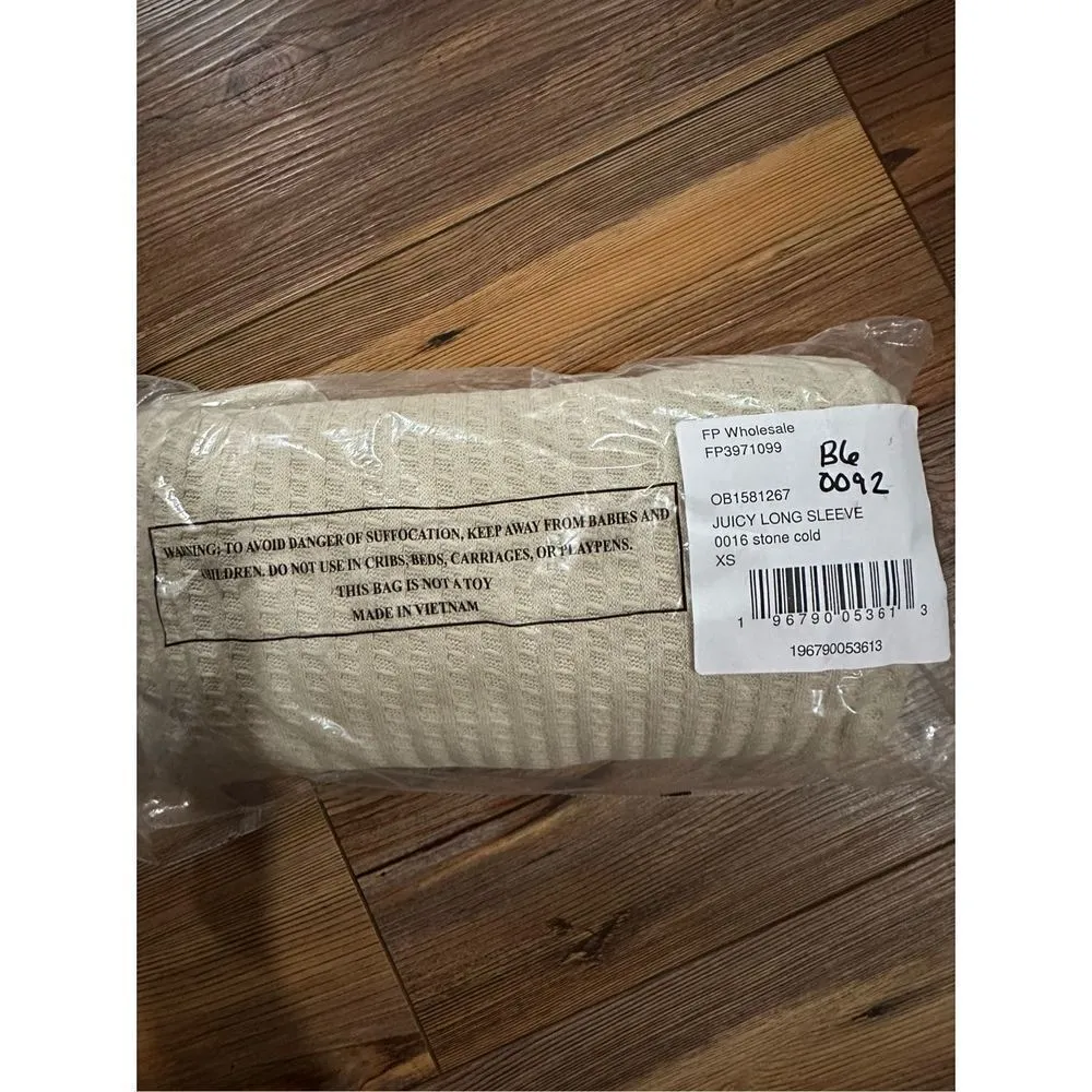 NWT Free People Juicy Long Sleeve Waffle Knit Top Size XS in Stone Cold - Image 12