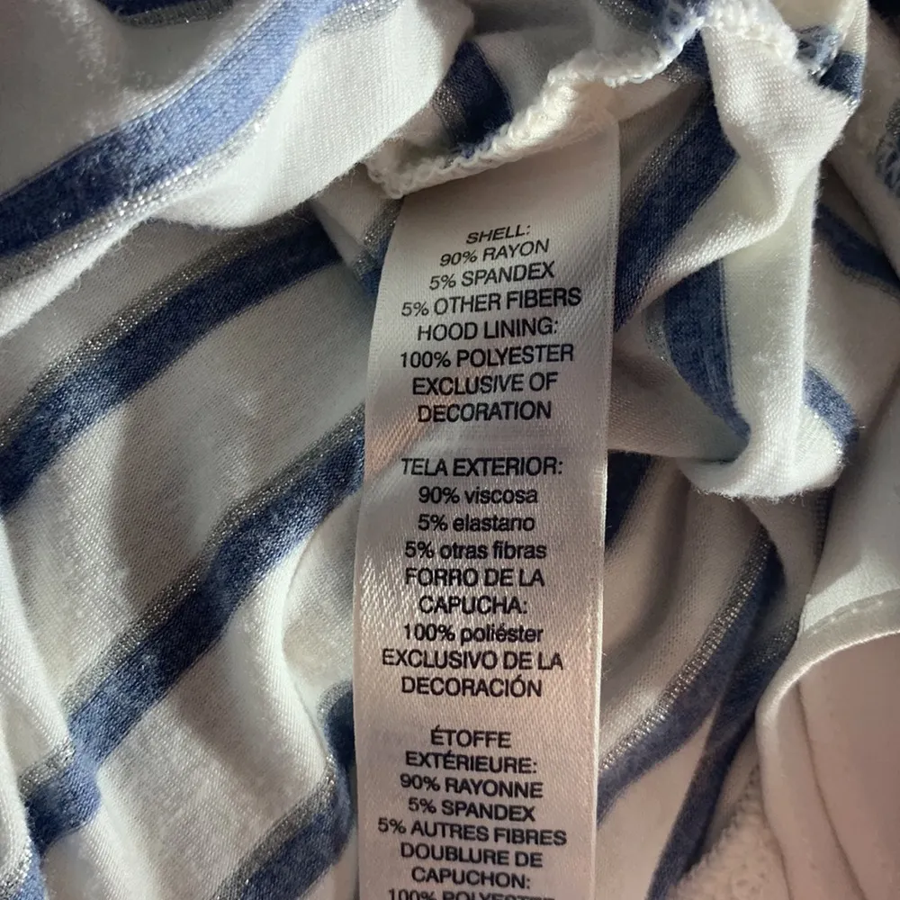 White House Black Market Casual Blue White and Silver Striped Hoodie Siz… - Image 12