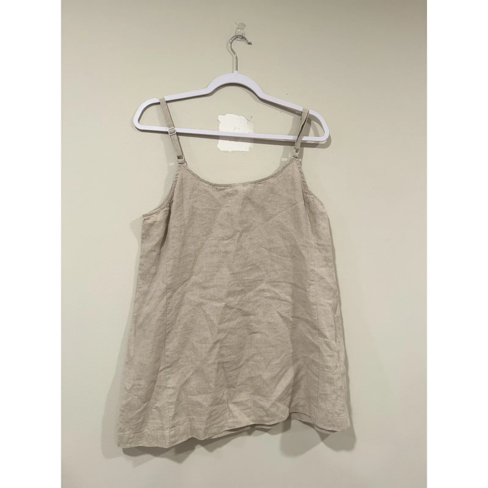 Eileen Fisher Top Womens Large Beige Organic Linen Sequin Boho Lagenlook 2318 - Image 6