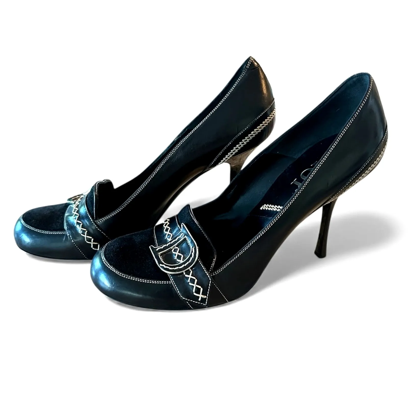 Vintage Christian Dior Women's Black suede & Leather Classic pumps size 39.5 - Image 6