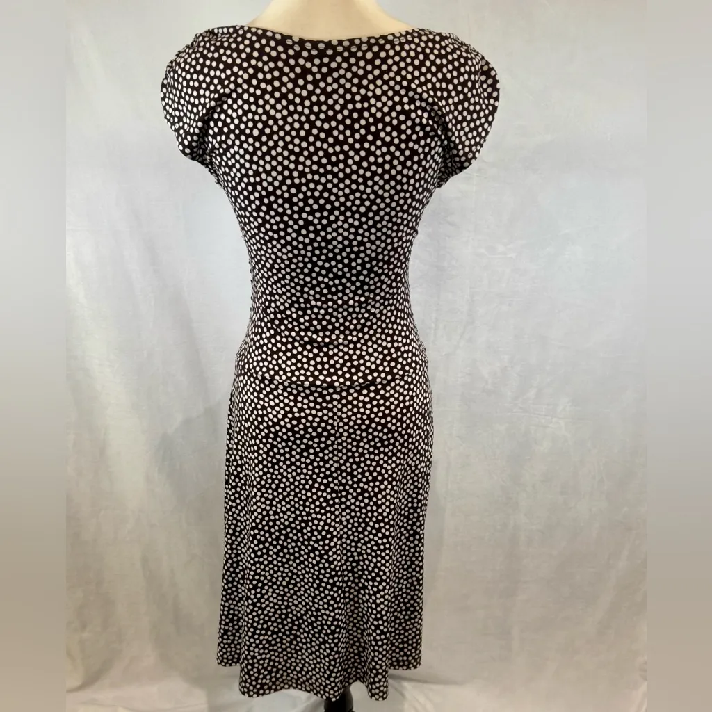 Enfocus Studio chocolate brown and white polka dot midi dress size 8 - Image 3