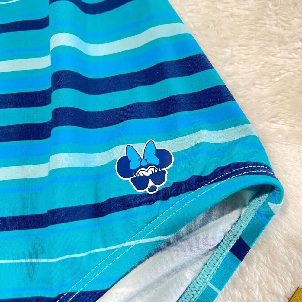 Disney Minnie Mouse Striped Swimsuit Womens Sz XL Blue Adjustable‎ Straps UPF 50 - Image 7