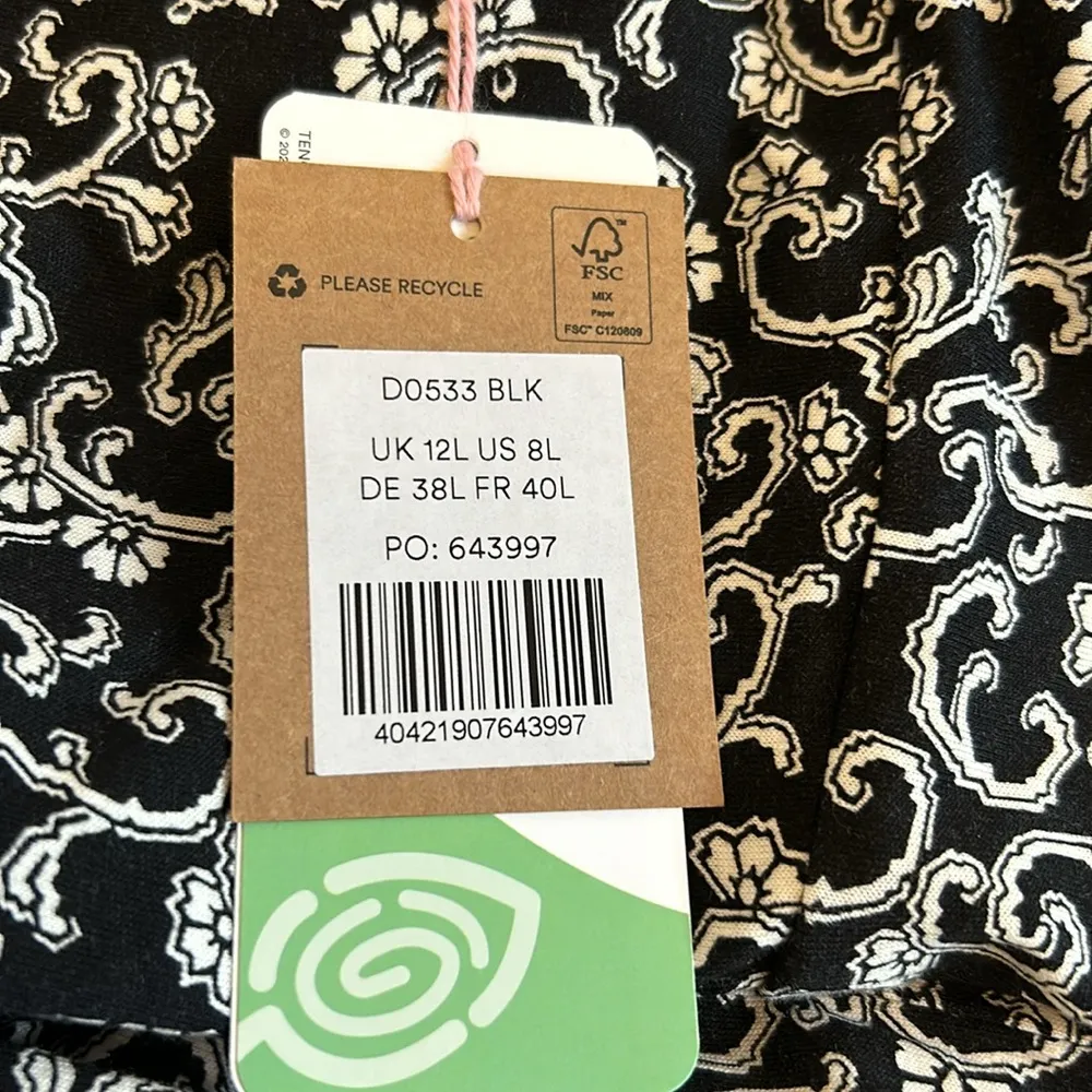 Boden Tencel Sweetheart Neckline Black White Jersey Dress Size 8 - Image 10