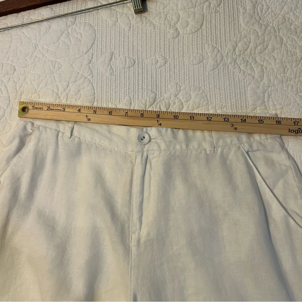 Garnet Hill Classic White Linen Trousers. Size 10. - Image 12
