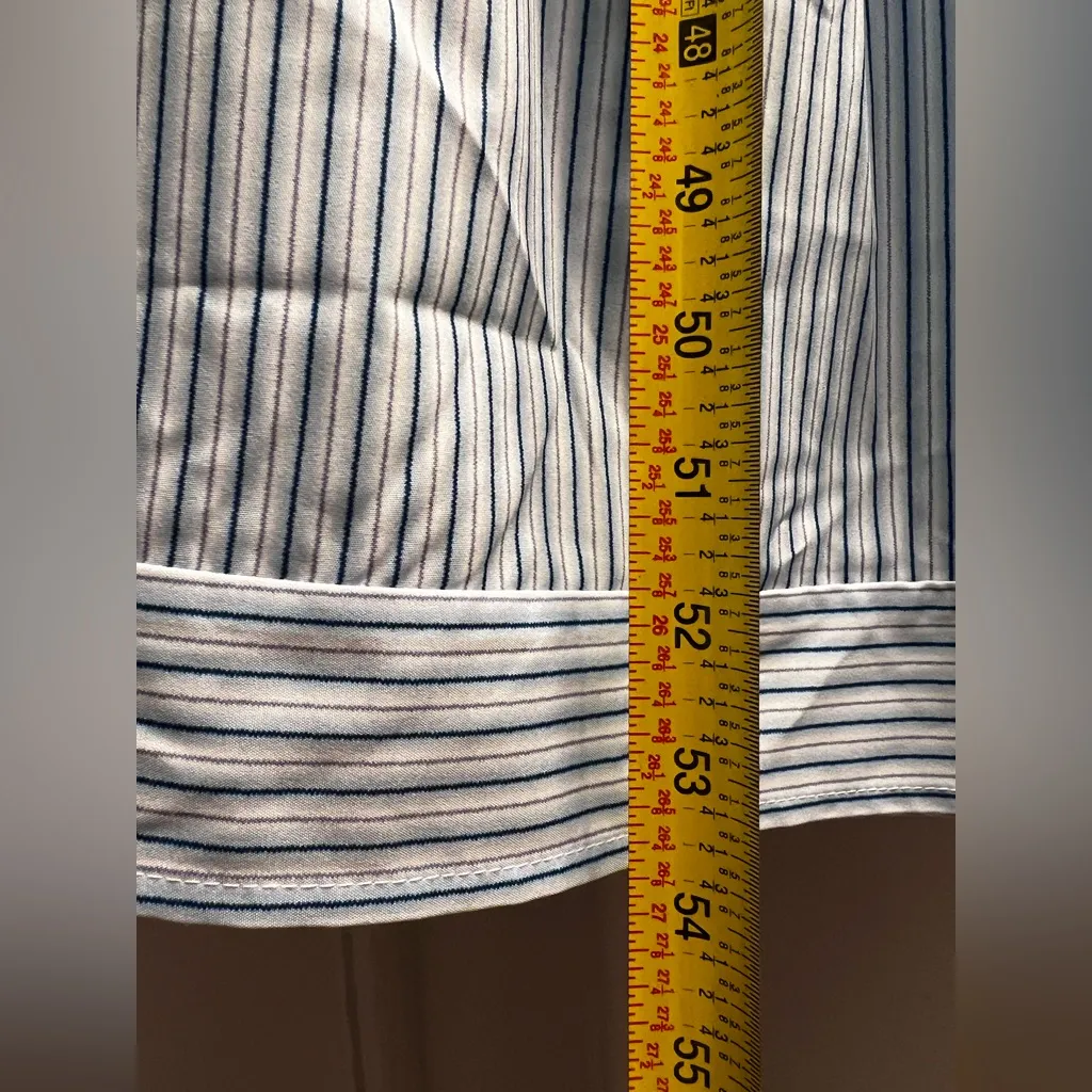 Commense Pinstripe Shirred Long Cami Maxi Dress tiered blue striped smocked M - Image 7