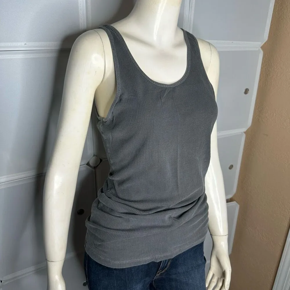 James Perse Ribbed Daily Tank in Carbon Pigment Size 4/XL - Image 7