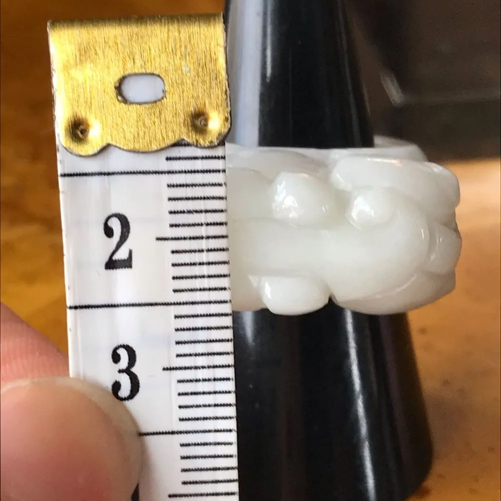 Natural Jade Dragon Ring Discounted Size 8 White - Image 7