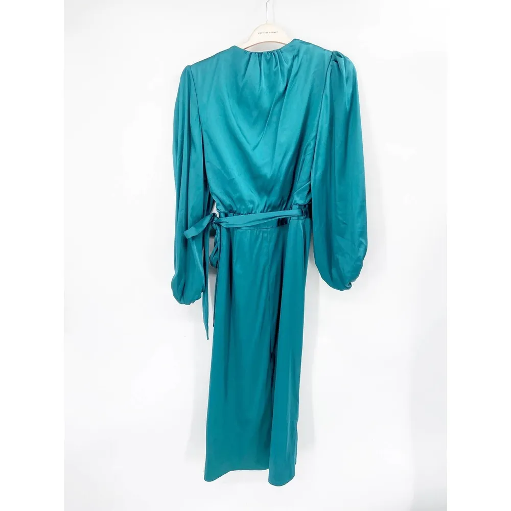 Jonathan Simkhai Blue Satin Long Sleeve Wrap Midi V - Image 79