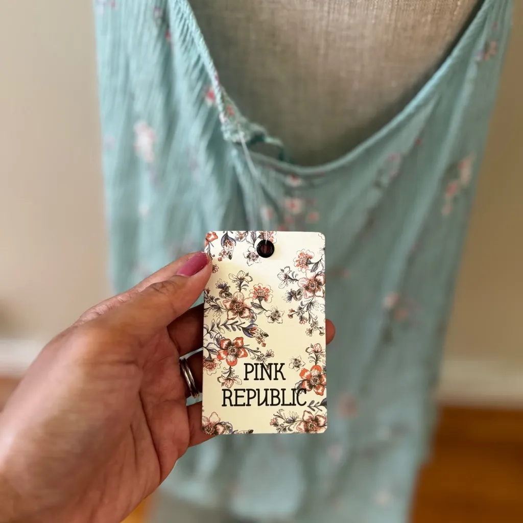 Pink Republic Floral Mint Green Women's Sleeveless Tank Top Adjustable Strap XL - Image 11