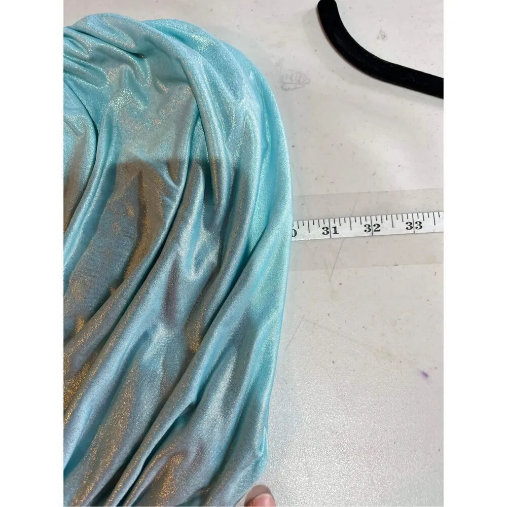 Vintage 90s Lucy in the Sky Sleeveless Ruched Bodycon Dress Light Blue Medium‎ - Image 10