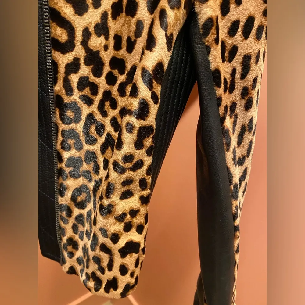 a.l.c. jacket Cheetah Print Calf & Leather L Sleeve Crop Crew Zip Sleeve Size 2 - Image 8