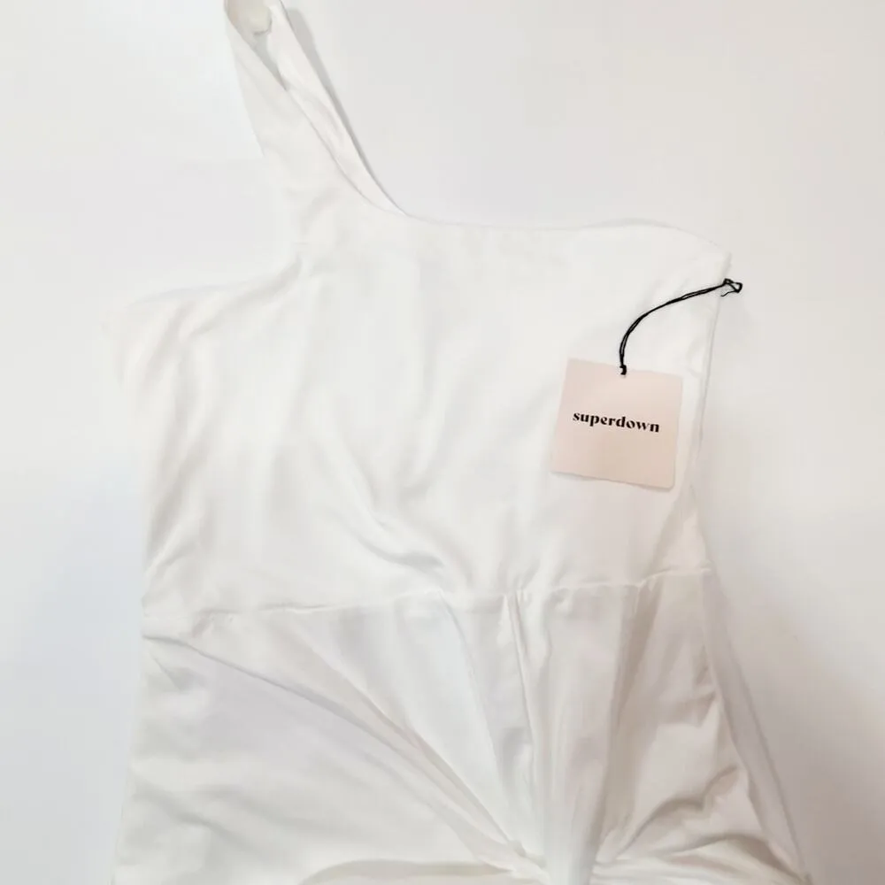 superdown  Marie One Shoulder Dress in White XS - Image 5