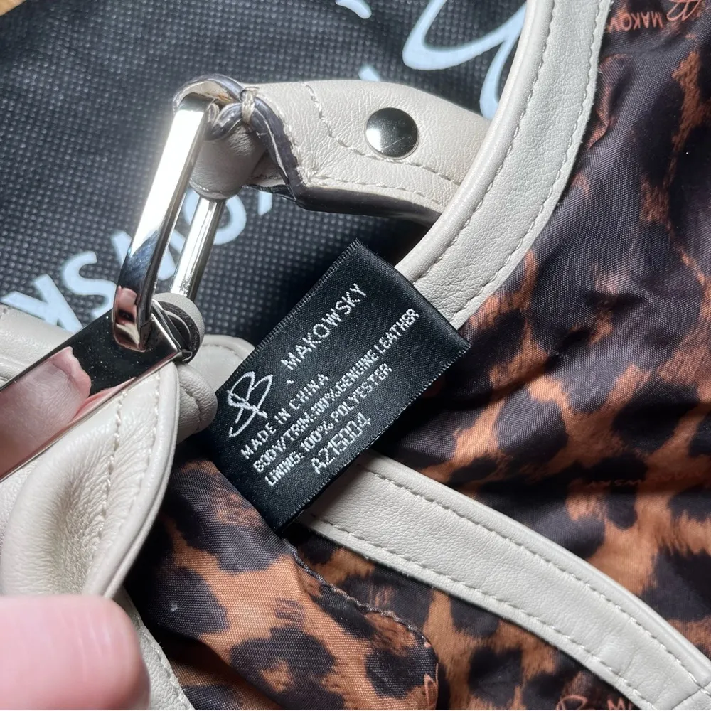 B Makowsky Glove Leather Flap Shoulder Bag with Pleated Stud - Image 7