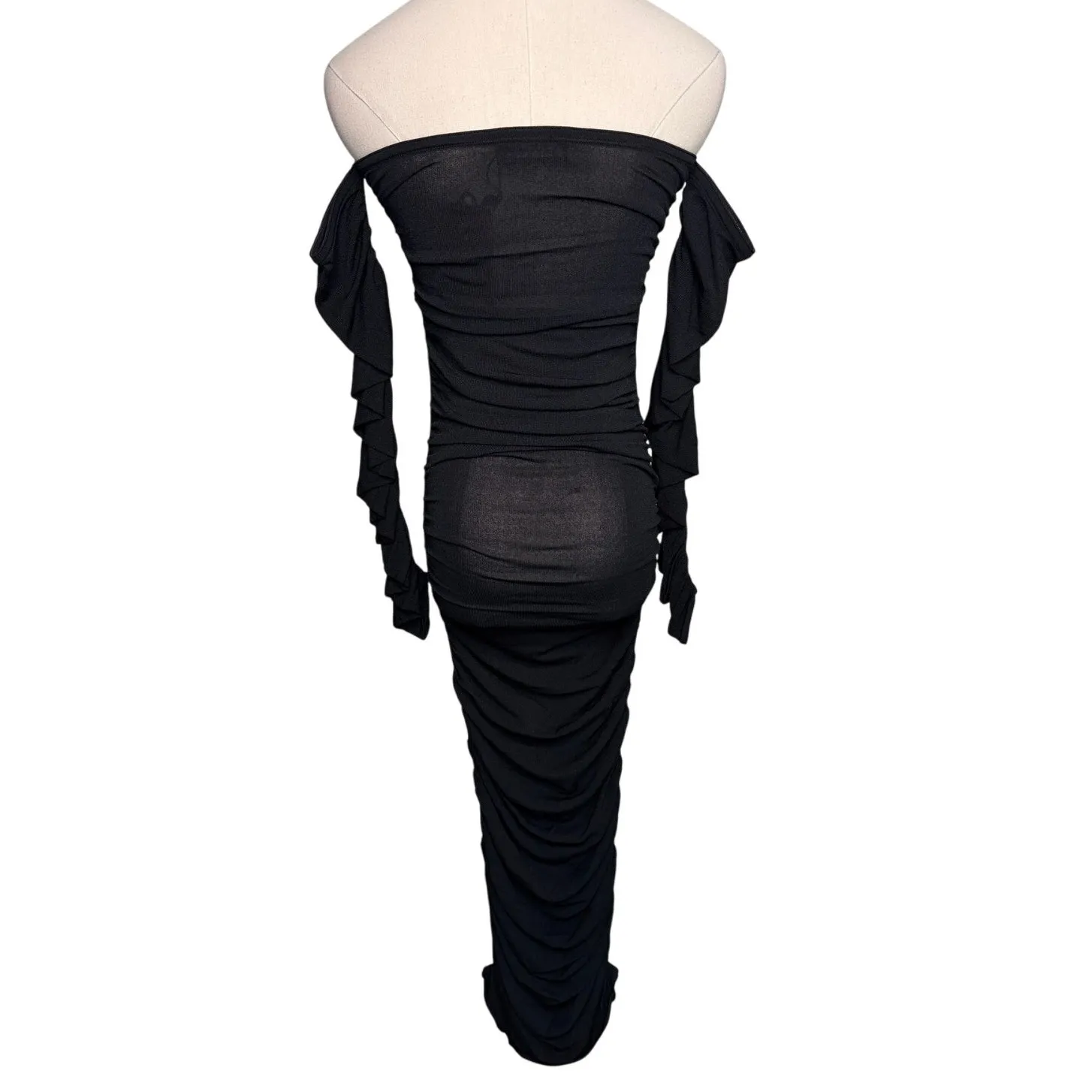 Altuzarra Trikera Off-Shoulder Jersey Maxi Dress sheer long sleeve black size XS - Image 11