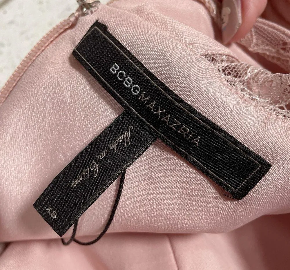 BCBGMaxAzria Linn Blush Pink Sleeveless Sheer Lace Mini Romper Women's Medium - Image 4