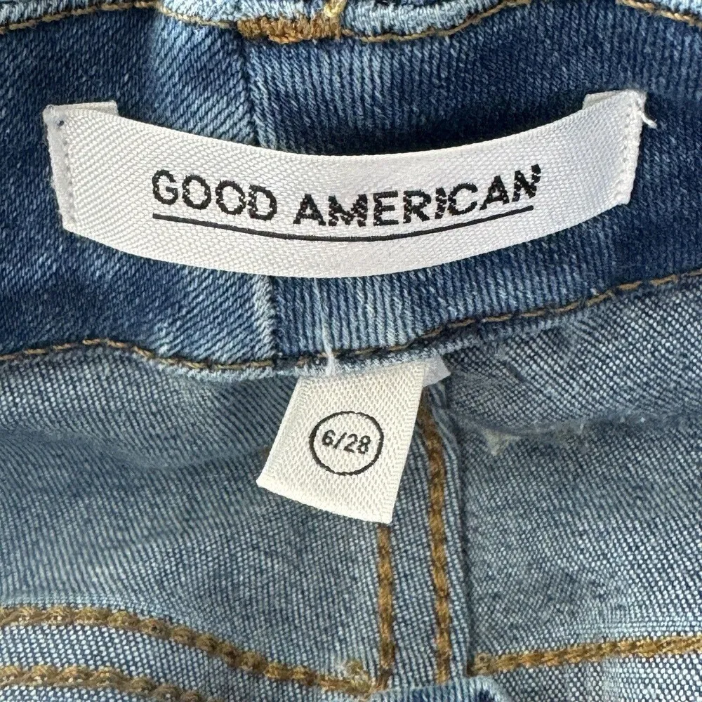 Good American SZ 6/28 Good Legs Skinny Jeans Mid-Rise Stretch Distressed Blue319 - Image 7