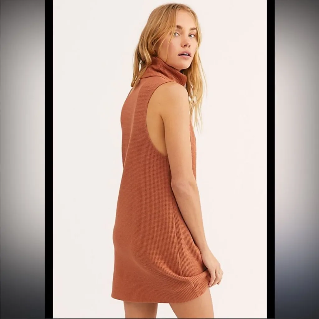 Free People Beach Sloanne Mini Dress Turtleneck Mini Waffle knit - Image 2