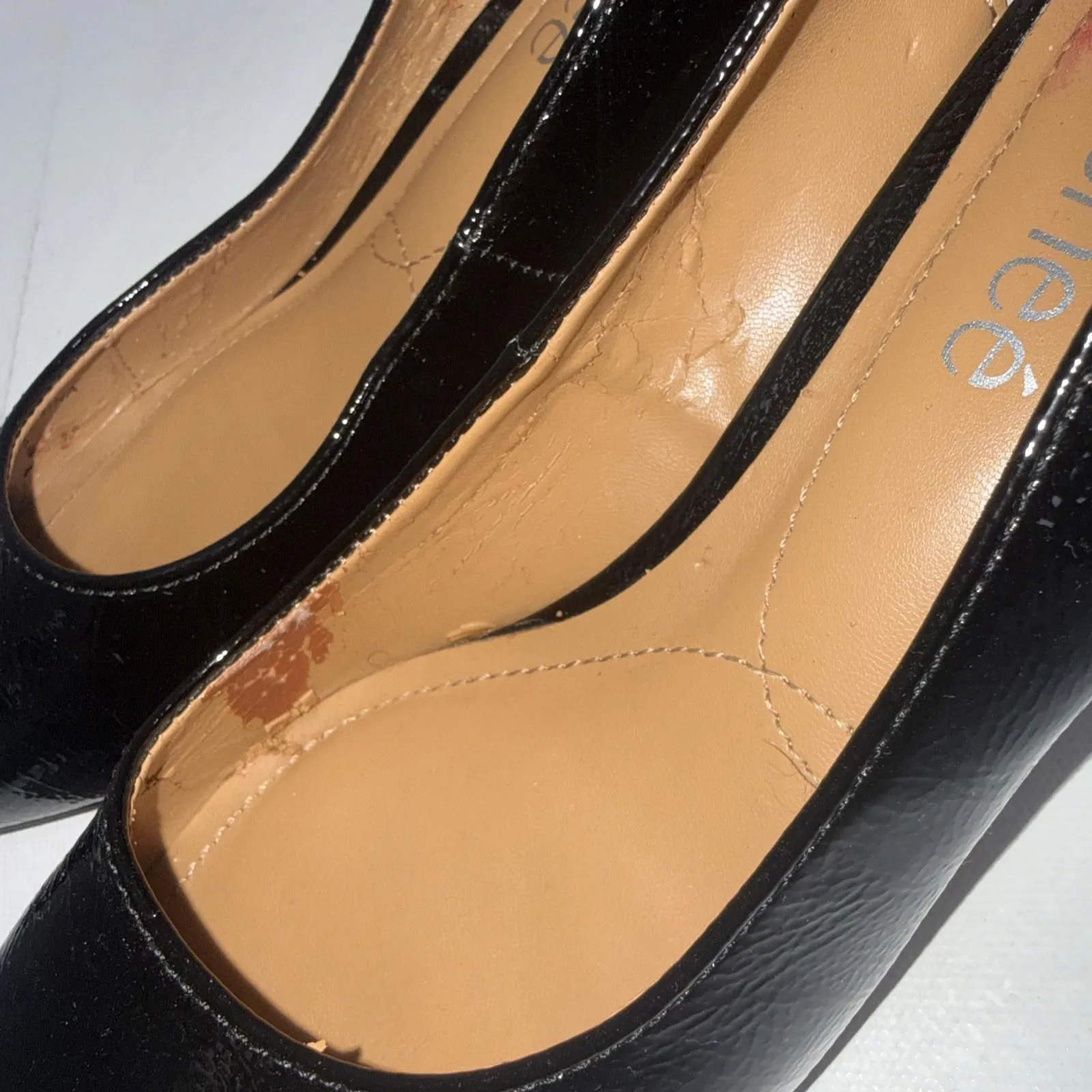 J RENEE ASILAH Striped Heel Blk Patent Leather Minimalist Quiet Luxury PUMPS 6.5 Black - Image 11