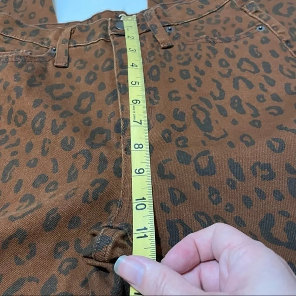 NWOT Brown Black Leopard Animal Print Straight Leg Jeans Ankle High Rise New - Image 6