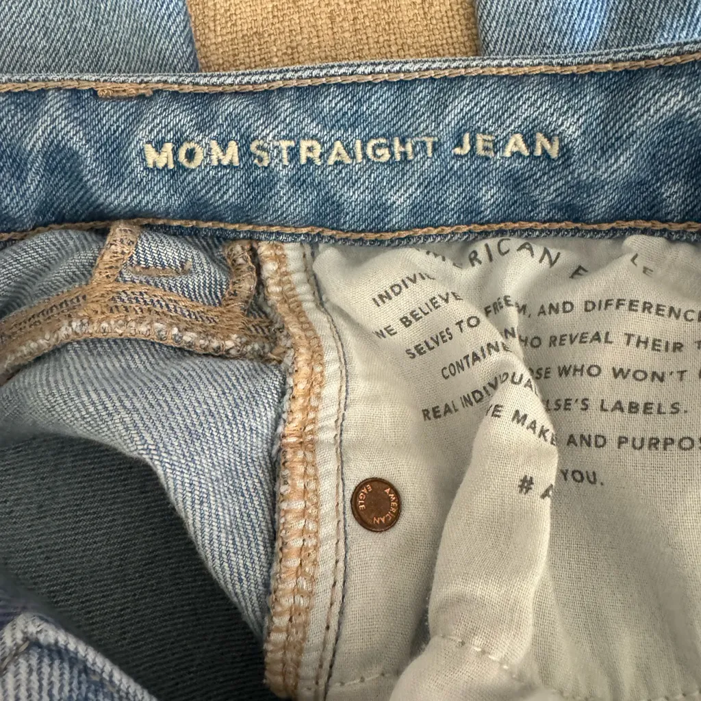 American Eagle Mom Straight Leg Jeans, Size 0, 26” - Image 4