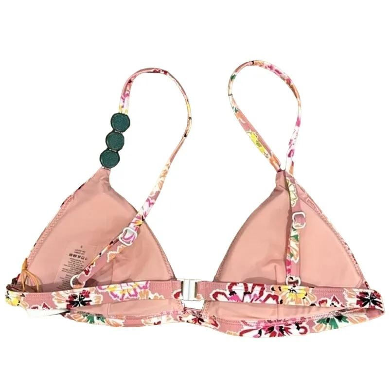 NWT Tanya Taylor Tia Bikini Top Floral Dahlia Beaded Straps Swim S Pink #4366 - Image 6