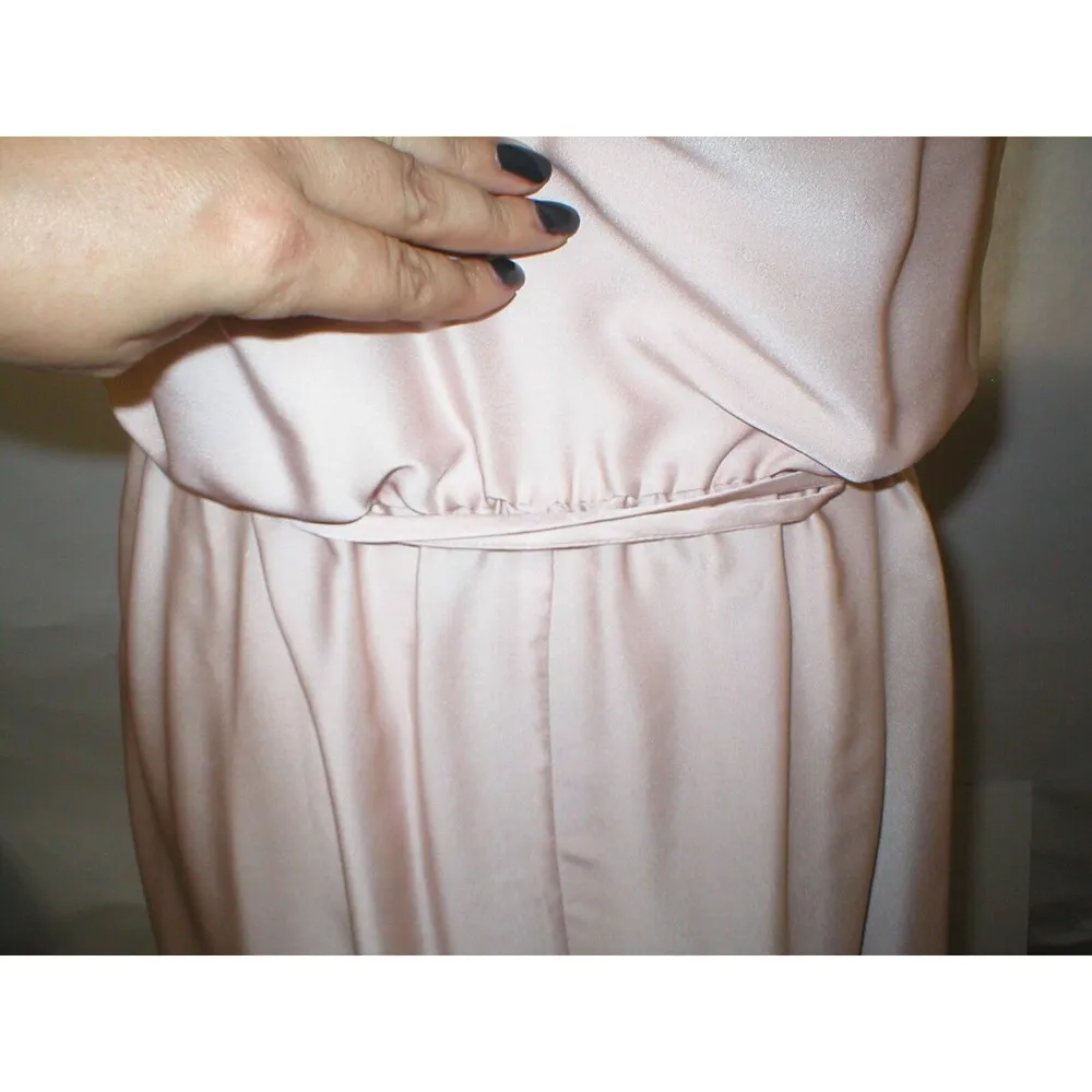 New Womens NWT $269 Taylor Dress 14 Pale Pink Beige Tiered V Neck Peach Silky - Image 11