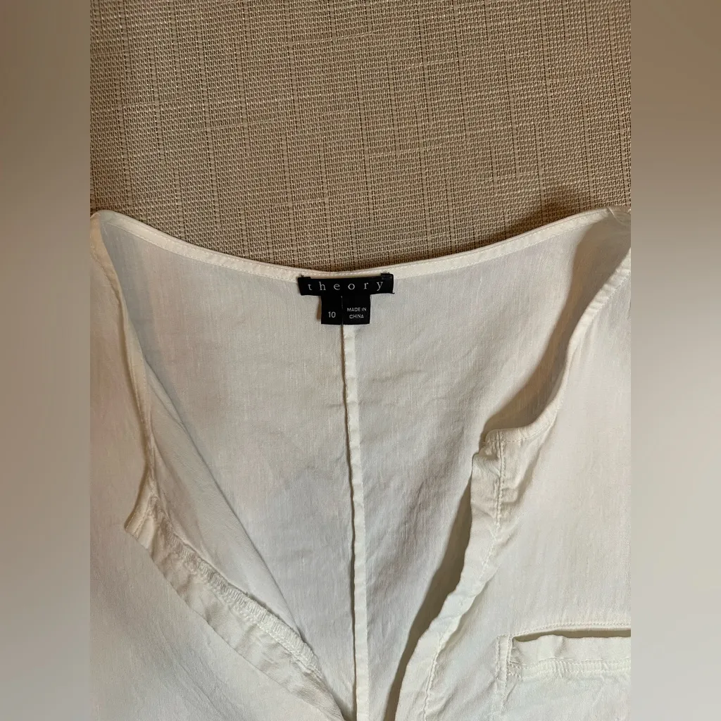 Theory Linen Blend Shift Women's Mini Dress Minimalist Beach Casual Size 10 - Image 4