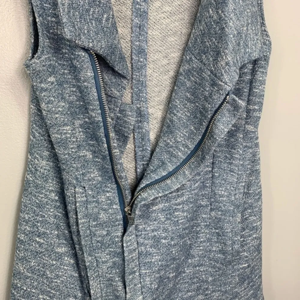 For Cynthia Blue Zip Up Collared Sleeveless Knit Vest Casual Layer Cozy Top S - Image 5