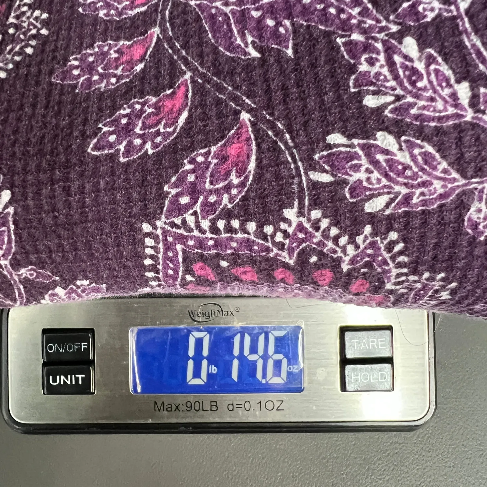 Roaman's Floral Thermal Top/Sweater Womens 4X Waffle Knit Cotton Relaxed Casual Purple - Image 12