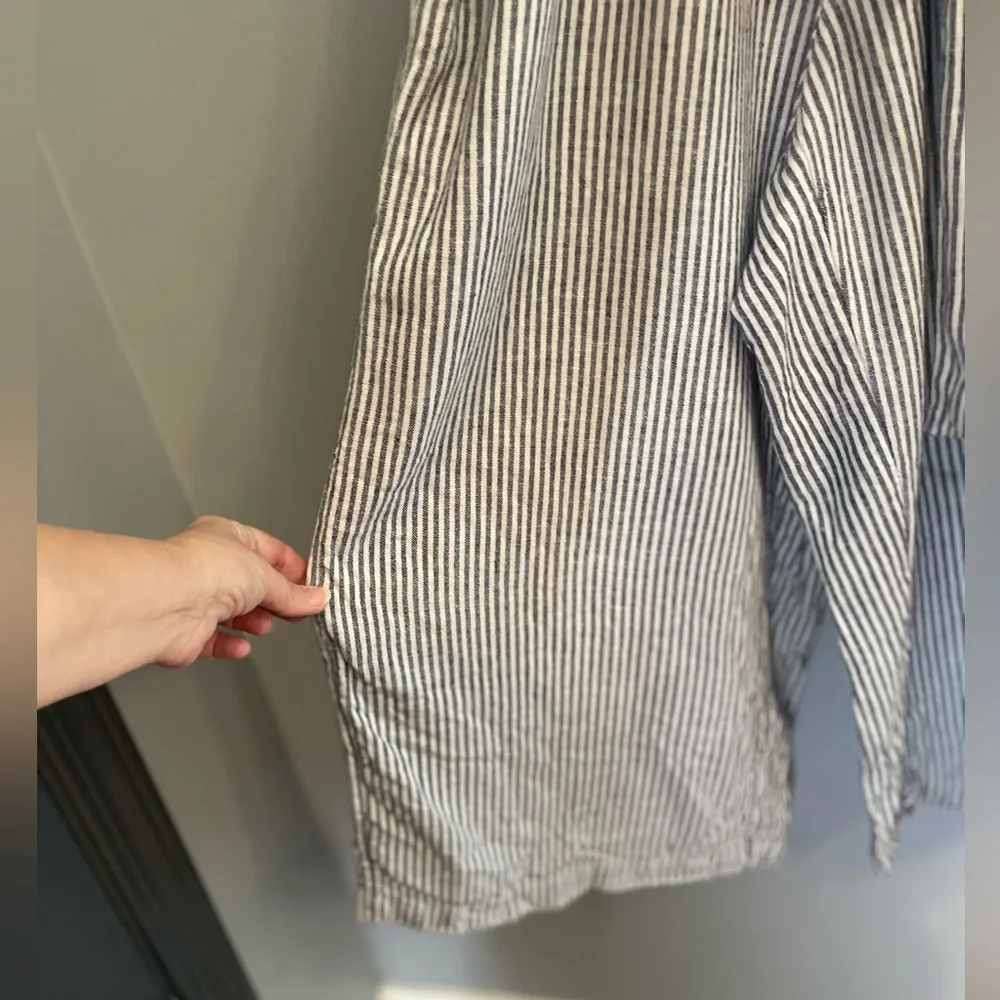 Linen Blend Preppy Nautical Navy & White Striped Beach Sleeveless Jumpsuit - Image 4