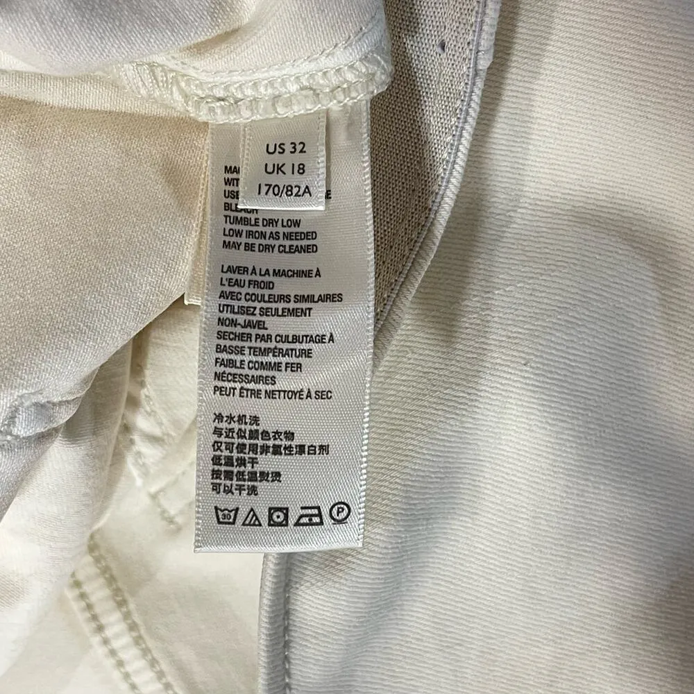 Free People SZ 32 Penny Pull On Flare Jeans Mid-Rise Elastic Waist Stretch Cream - Image 12