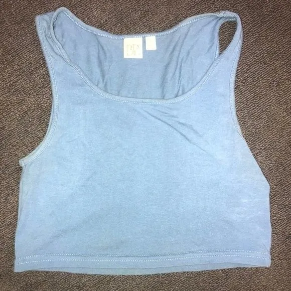 BP Womens Small Plain Solid Blue Cotton Tank Top Crop Top - Image 2