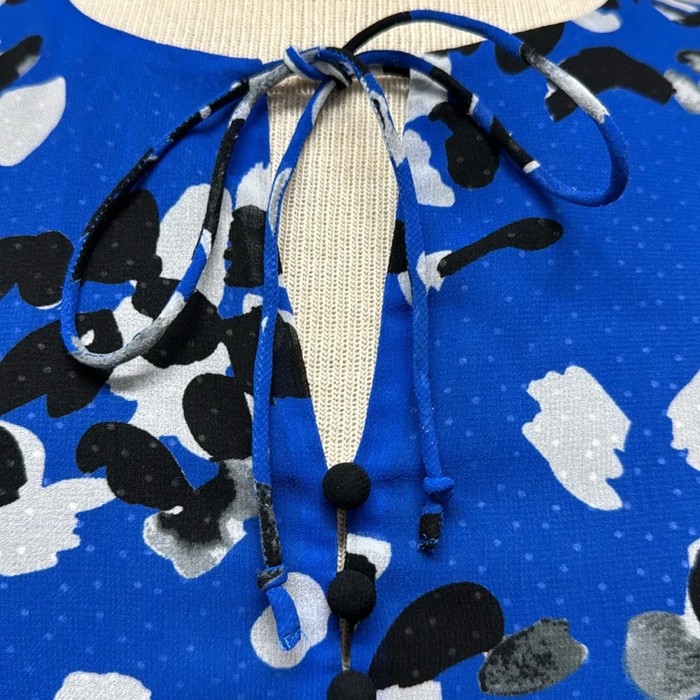 CAbi #5576 Untamed Electric Blue Floral Sleeveless Ruffle Shark Hem Dress - Image 5