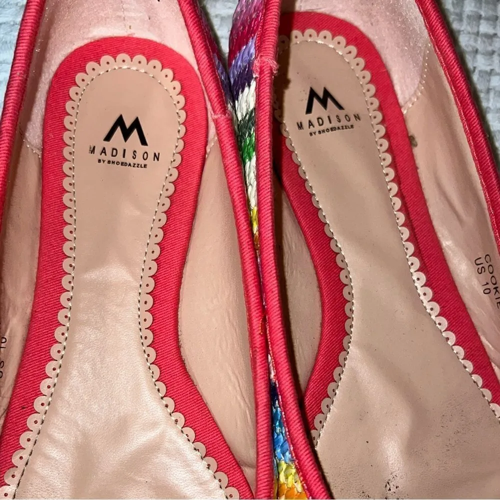 Madison ( cookie ) brand super cute colorful basket weave slip on flats! Pink Size 10 - Image 8