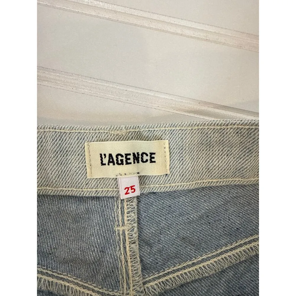 L’AGENCE Light Wash Blue High Waisted Denim Bermuda Shorts Womens Size 25 - Image 4