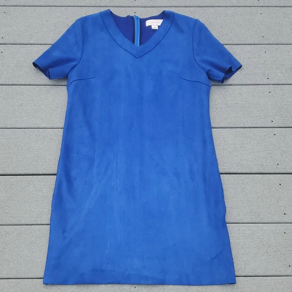 Anthropologie | Mignon Doo Cut Suede Short Sleeve V-Neck Shift Dress - Image 6