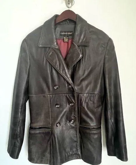 Vintage Distressed Leather Women’s Blazer Jacket Size Small - Image 1