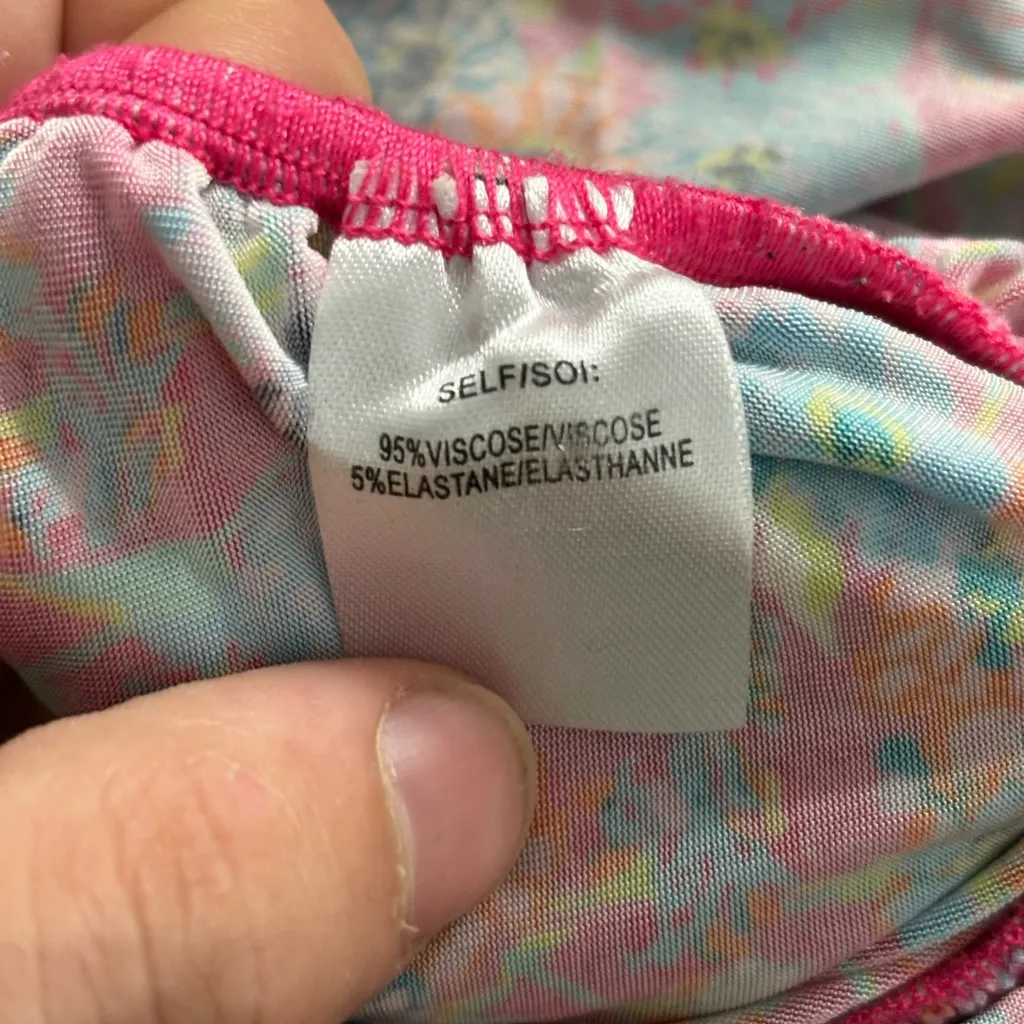 TANYA TAYLOR Women Tunic Top Chaia Pink Floral Rutched Short Sleeve size small - Image 10