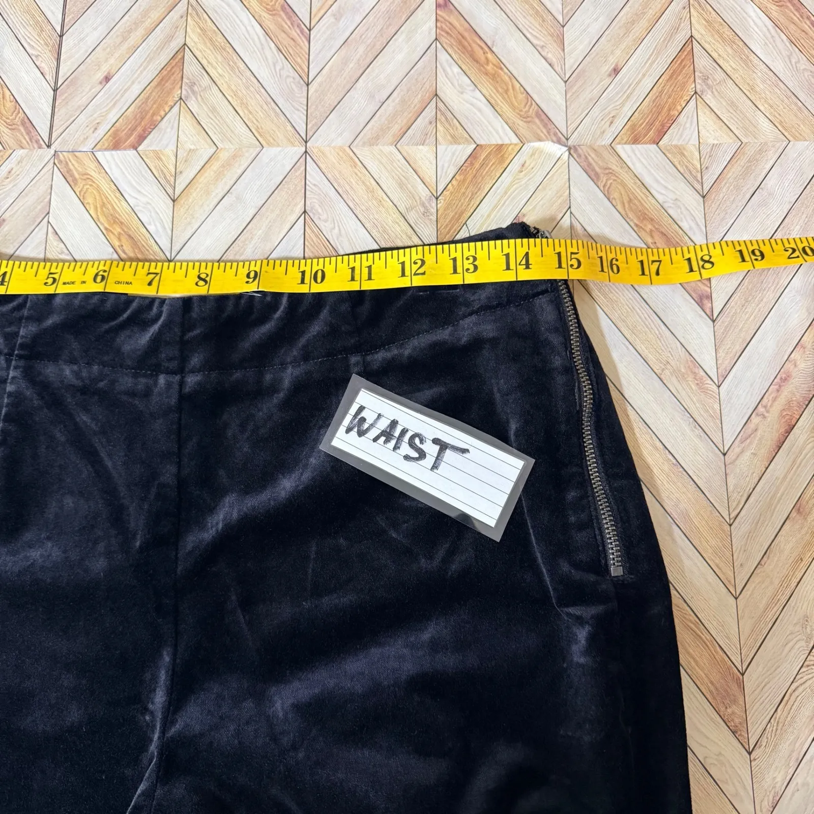 Anthropologie Velvet Flare Pants Black Side Zip Bootcut Women 4 Indie Goth Boho - Image 7