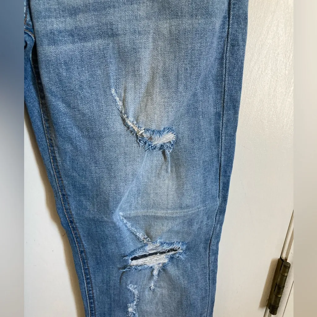 Eunina Medium Wash Frankie Low Rise Girlfriend Distressed Ripped Denim Jeans #S - Image 8