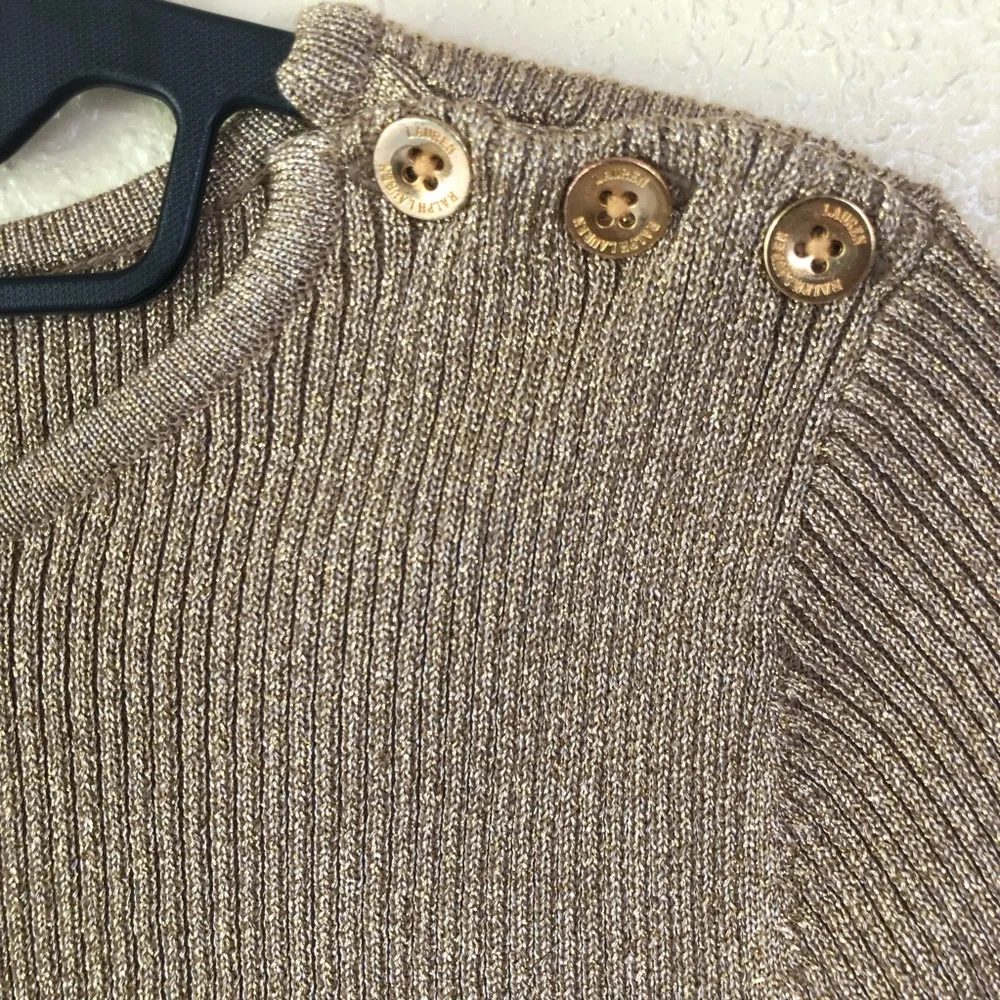 LAUREN Ralph Lauren Black and Gold Stripe Sweater L Size L - Image 3