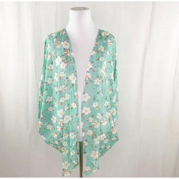 NWT Olrain Mint Floral Oversize Kimono Coverup Size M - Image 2