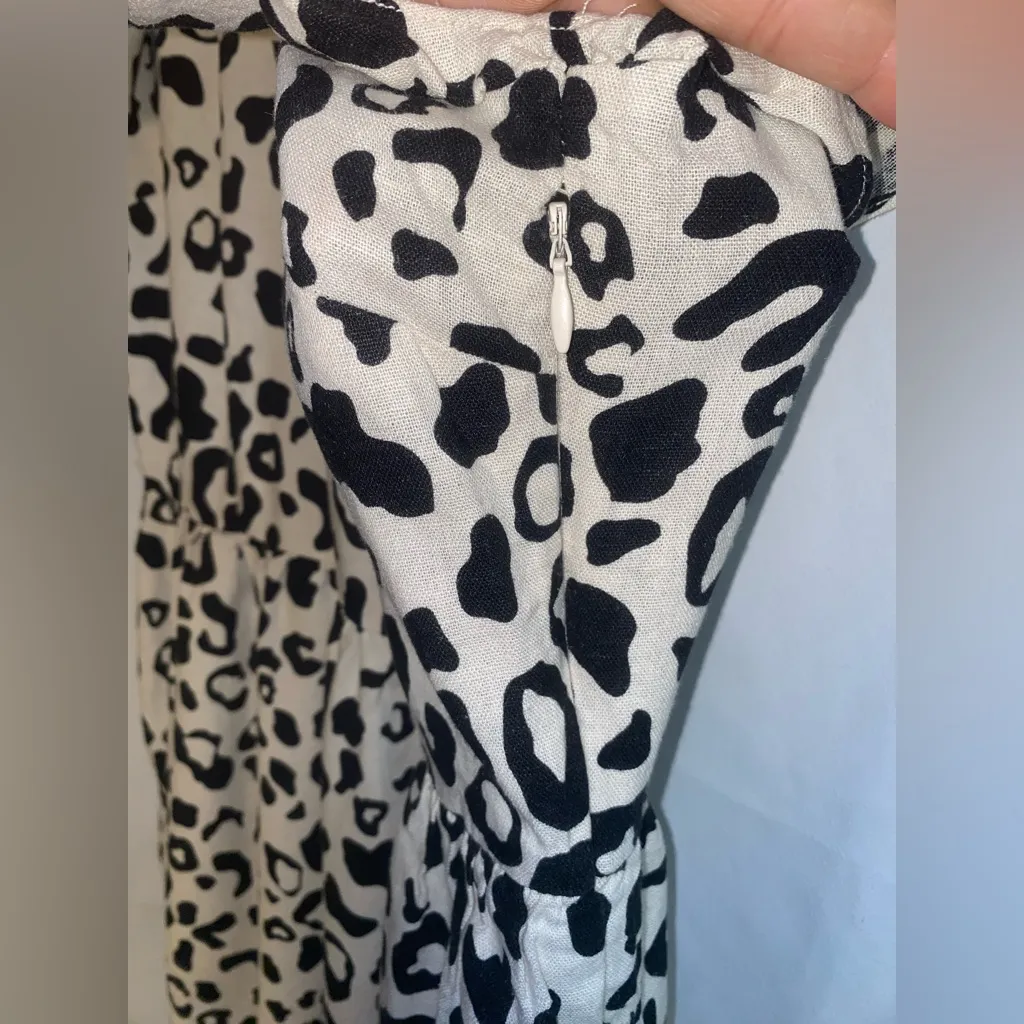 Who What Wear Black and Cream Animal Print Midi Dress - Image 11
