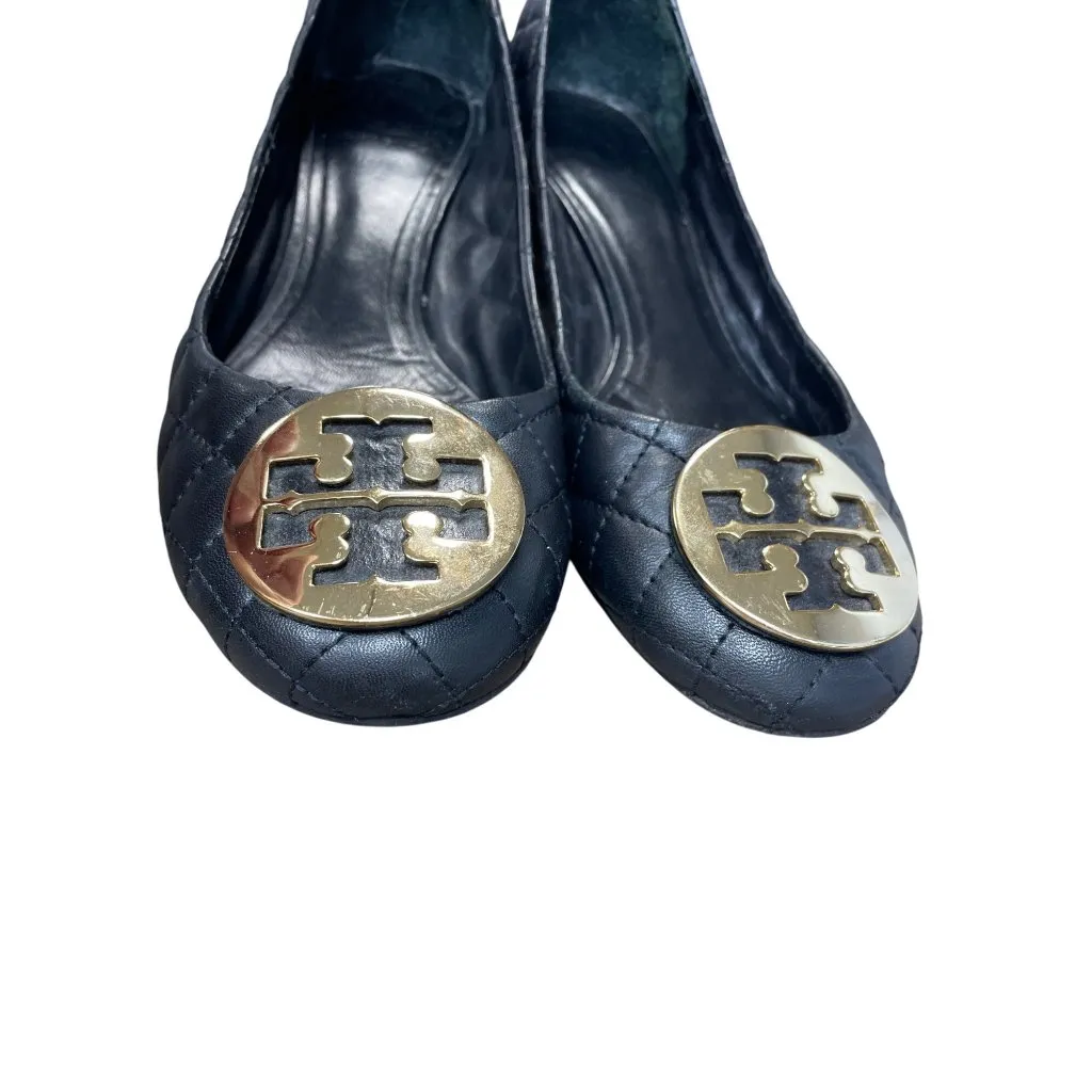 Tory Burch Womans Black Leather quilted  2.5" Slip on heels Sz 6 SKU 9532 - Image 10