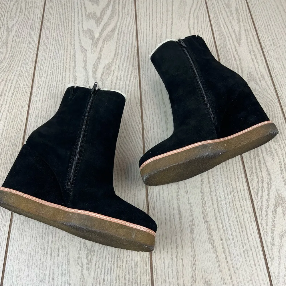 AQUA Women's Danna high Ankle Wedge Booties 10M Black Suede $158 - Image 2