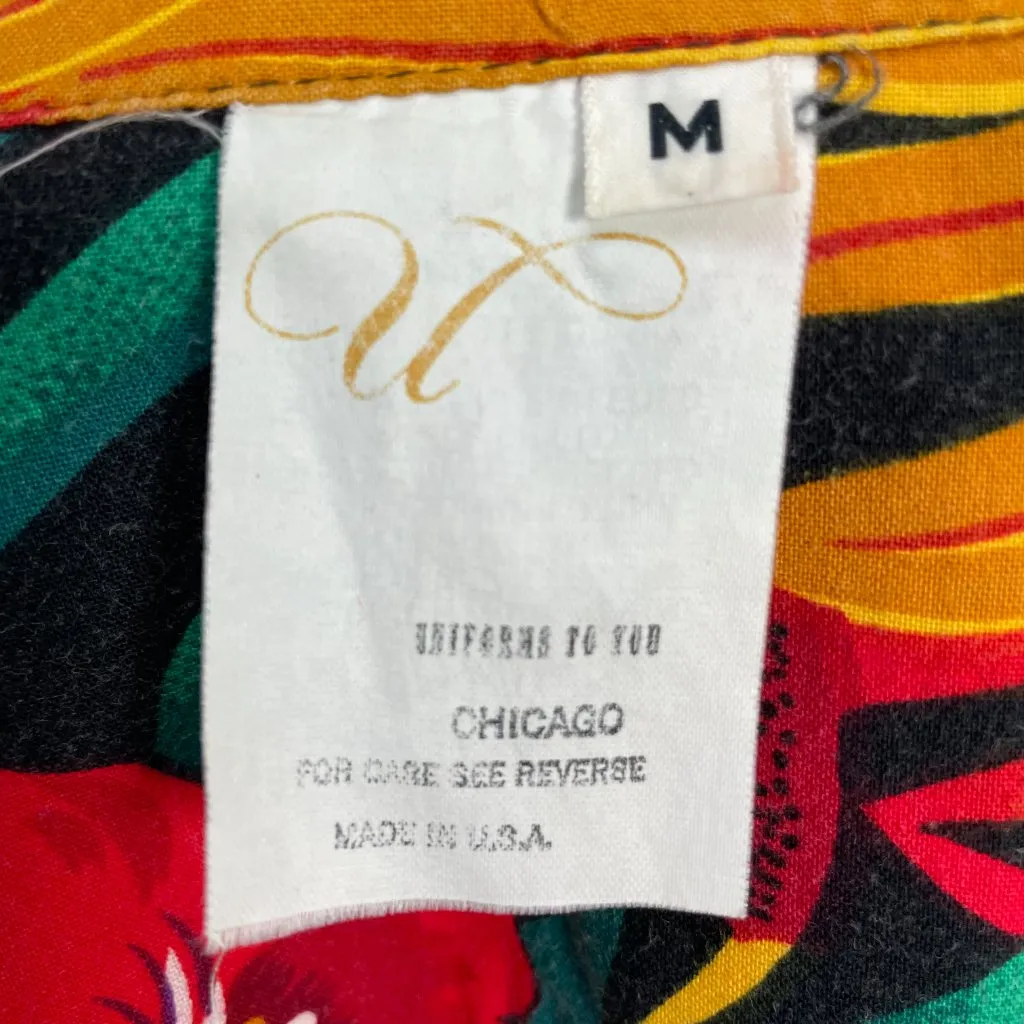 Vintage Hawaiian‎ Shirt ALTERED Uniforms to You Tropical Floral Short Sleeve Red Size L - Image 7